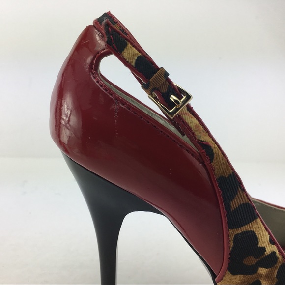 Guess Red Cheeta Print Heels Size 6.5 - Picture 7 of 8